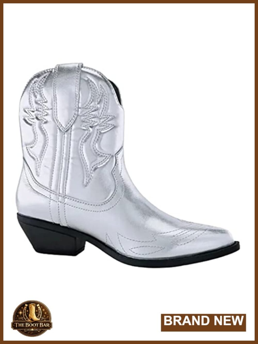 Faux Leather Pointed Toe Ankle Cowboy Booties Pull On Western Boots